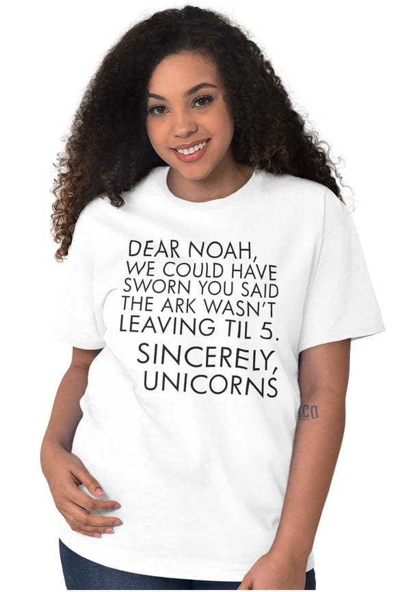 Letter to Noah's Ark Late Unicorns Women's Graphic T Shirt Tees Brisco Brands M