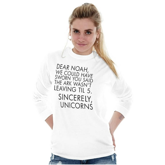 Letter to Noah's Ark Late Unicorns Women's Long Sleeve T Shirt Brisco Brands S