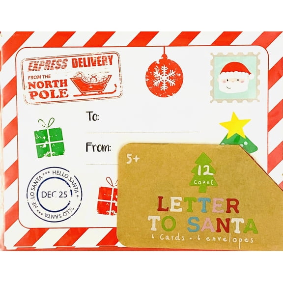 Letter to Santa 6 Cards & 6 Envelopes (various styles)