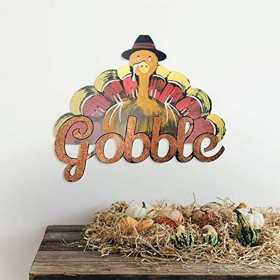 Letter2Word Gobble Turkey Thanksgiving Wall Decal Word Display, 3D Handpainted Thanksgiving Wall Decal, 19668