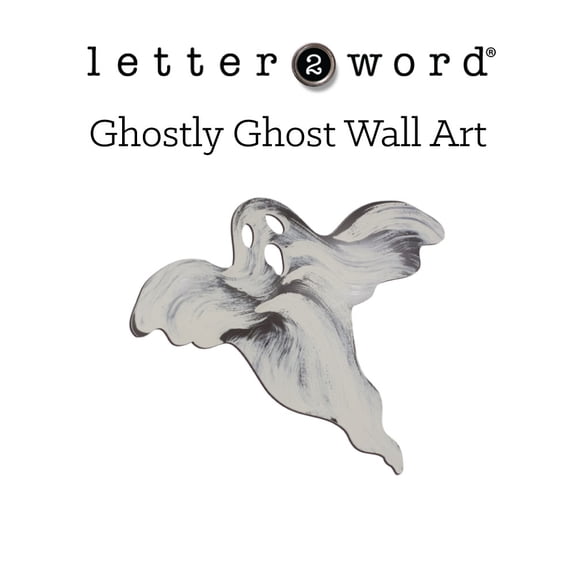 Letter2Word Hand-Painted Halloween Ghost Wall Art Decoration, Rich Cream Color, 18h x 19w x .25"d