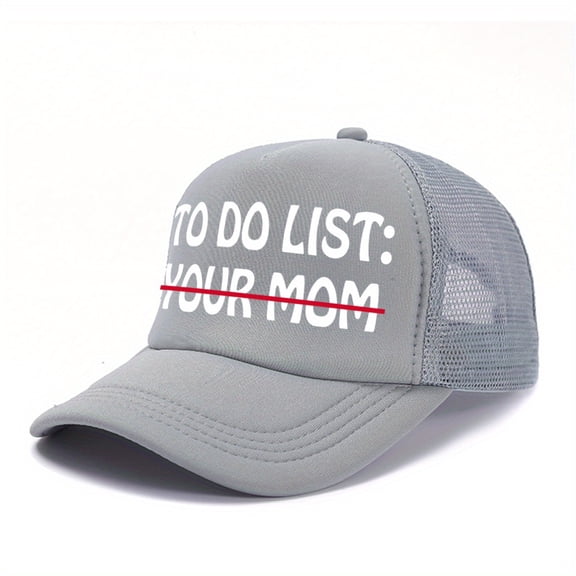 [LetterPrint Cap] Mesh Baseball Cap TO DO LIST:YOUR MOM LetterPrint Sponge