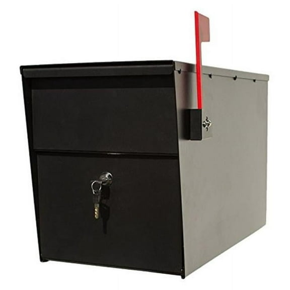 LetterSentry Galvanized Steel Locking Post Mount Rust Proof Mailbox - Black