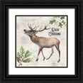 thumbnail image 1 of Lettered And Lined 12x12 Black Ornate Wood Framed with Double Matting Museum Art Print Titled - Deer Crossing, 1 of 4