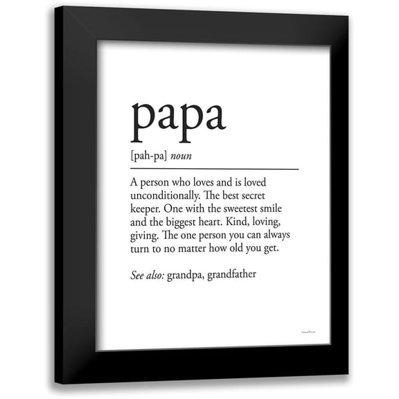 Lettered And Lined 12x14 Black Modern Framed Museum Art Print Titled - Papa Definition