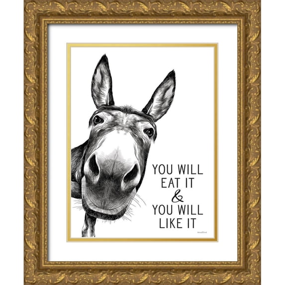 Lettered And Lined 15x18 Gold Ornate Wood Framed with Double Matting Museum Art Print Titled - You Will Eat It