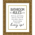 thumbnail image 1 of Lettered And Lined 19x24 Gold Ornate Wood Framed with Double Matting Museum Art Print Titled - Bathroom Rules, 1 of 4