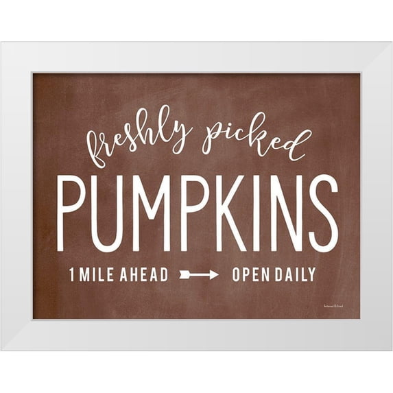 Lettered And Lined 24x19 White Modern Wood Framed Museum Art Print Titled - Freshly Picked Pumpkins