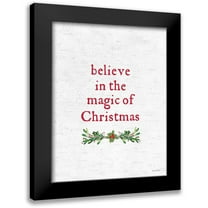 Lettered and Lined 12x14 Black Modern Framed Museum Art Print Titled - Believe in the Magic of Christmas