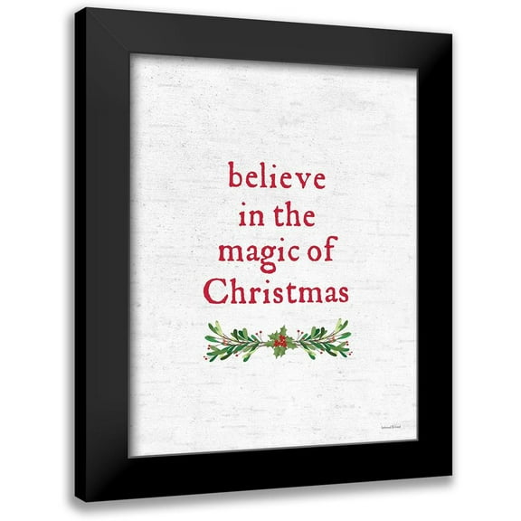Lettered and Lined 12x14 Black Modern Framed Museum Art Print Titled - Believe in the Magic of Christmas