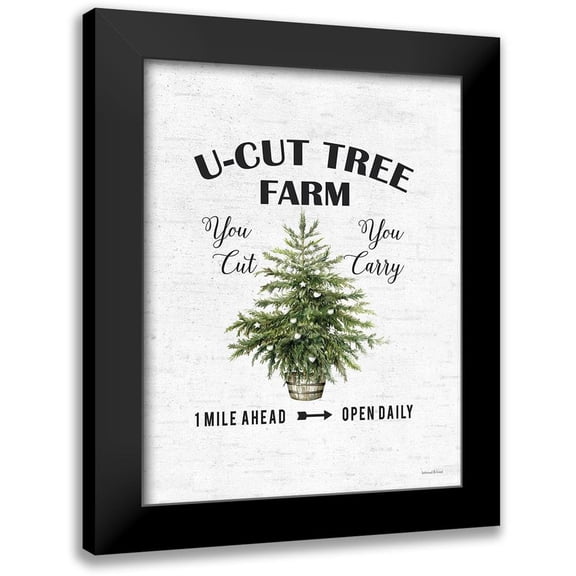 Lettered and Lined 12x14 Black Modern Framed Museum Art Print Titled - U-Cut Tree Farm