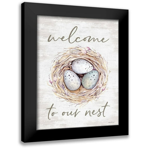 Lettered and Lined 12x14 Black Modern Framed Museum Art Print Titled - Welcome to Our Nest