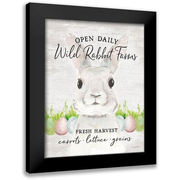 Lettered and Lined 12x14 Black Modern Framed Museum Art Print Titled - Wild Rabbit Farms 1