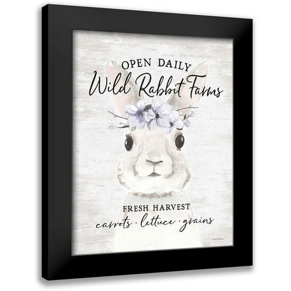 Lettered and Lined 12x14 Black Modern Framed Museum Art Print Titled - Wild Rabbit Farms 2