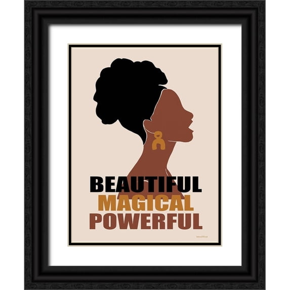 Lettered and Lined 12x14 Black Ornate Wood Framed with Double Matting Museum Art Print Titled - Beautiful