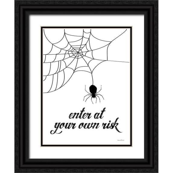 Lettered and Lined 12x14 Black Ornate Wood Framed with Double Matting Museum Art Print Titled - Enter At Your Own Risk