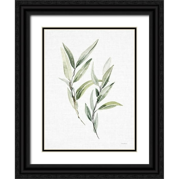 Lettered and Lined 12x14 Black Ornate Wood Framed with Double Matting Museum Art Print Titled - Leafy Retreat 11