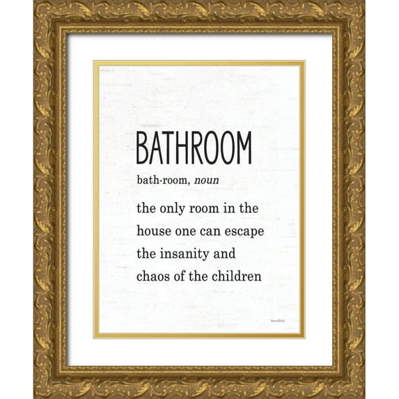 Lettered and Lined 12x14 Gold Ornate Wood Framed with Double Matting Museum Art Print Titled - Bathroom Escape