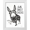 thumbnail image 1 of Lettered and Lined 12x14 White Modern Wood Framed Museum Art Print Titled - Hello Sweet Cheeks Donkey, 1 of 4