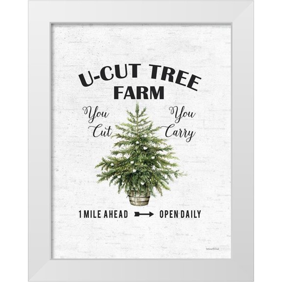 Lettered and Lined 12x14 White Modern Wood Framed Museum Art Print Titled - U-Cut Tree Farm