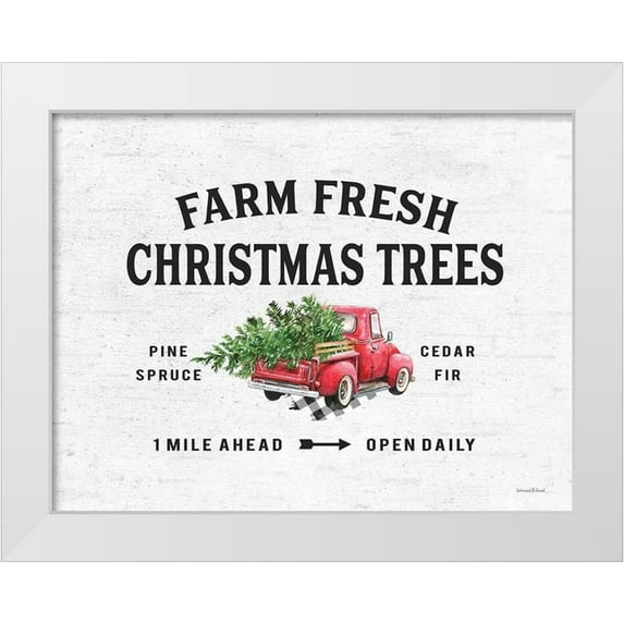 Lettered and Lined 14x12 White Modern Wood Framed Museum Art Print Titled - Farm Fresh Christmas Trees II