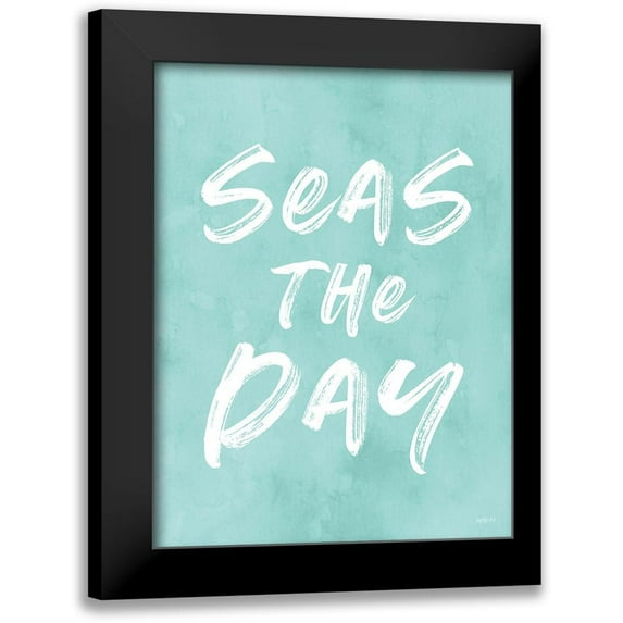 Lettered and Lined 15x18 Black Modern Framed Museum Art Print Titled - Seas the Day