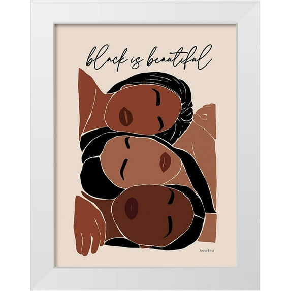 Lettered and Lined 15x18 White Modern Wood Framed Museum Art Print Titled - Black is Beautiful