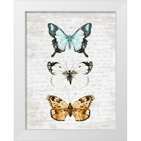Lettered and Lined 15x18 White Modern Wood Framed Museum Art Print Titled - Butterfly Trio
