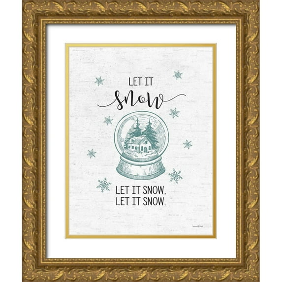 Lettered and Lined 19x24 Gold Ornate Wood Framed with Double Matting Museum Art Print Titled - Let It Snow
