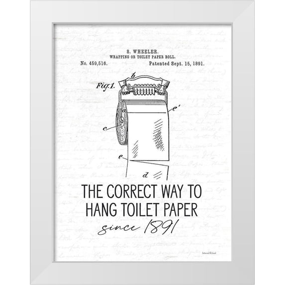 Lettered and Lined 19x24 White Modern Wood Framed Museum Art Print Titled - Correct Way to Hang Toilet Paper
