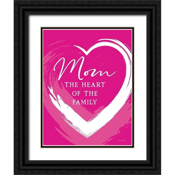 Lettered and Lined 25x32 Black Ornate Wood Framed with Double Matting Museum Art Print Titled - Mom - The Heart of the Family