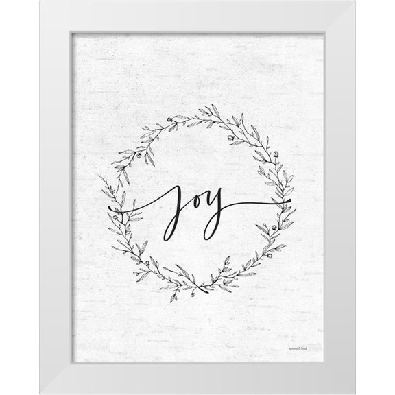 Lettered and Lined 25x32 White Modern Wood Framed Museum Art Print Titled - Simple Joy Wreath