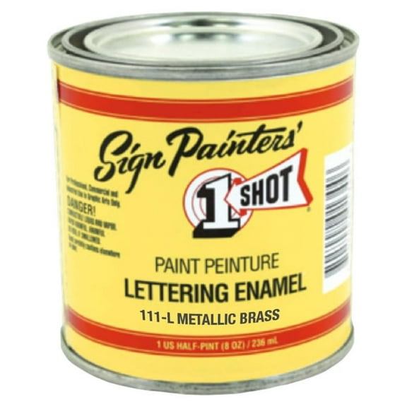 Lettering Enamel half pint metallic brass