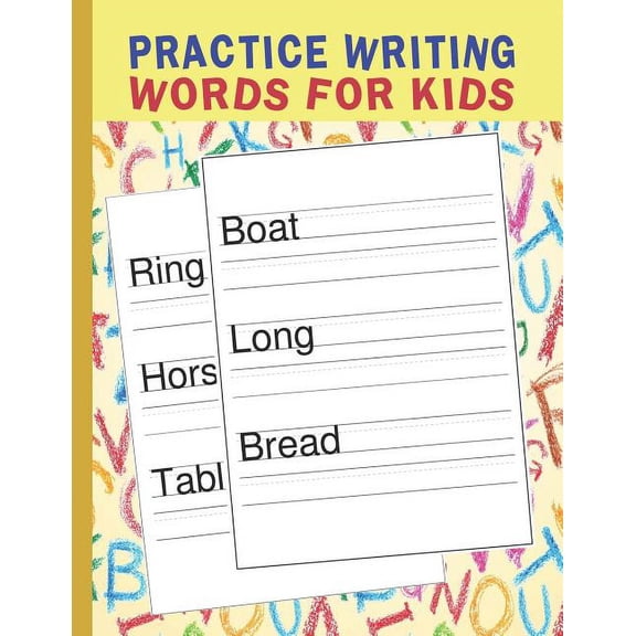 Lettering Practice Paper Practice Writing Words for Kids: Words Writing Exercise Workbook - Yellow, Book 4, (Paperback)