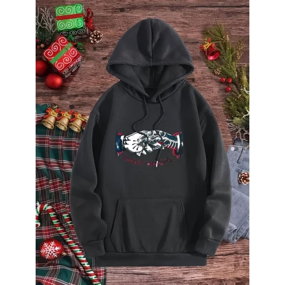 Lettering Slogan Graphic Printed 1 Side Hoodie S-5Xl Pullover