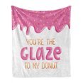 thumbnail image 1 of Lettering Soft Flannel Fleece Blanket, You Are the Glaze to My Donut Message Love Romantic Celebration Childish, Cozy Plush for Indoor and Outdoor Use, 50" x 70", Magenta and White, by Ambesonne, 1 of 5