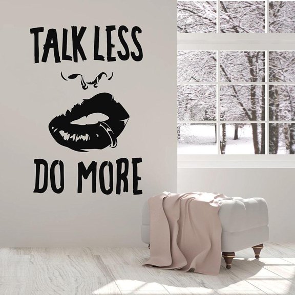 Lettering Wall Decal Quote Talk Less Do More Girl Lips Vinyl Window Stickers Creative Mural Woman Bedroom House Decor 74x109cm