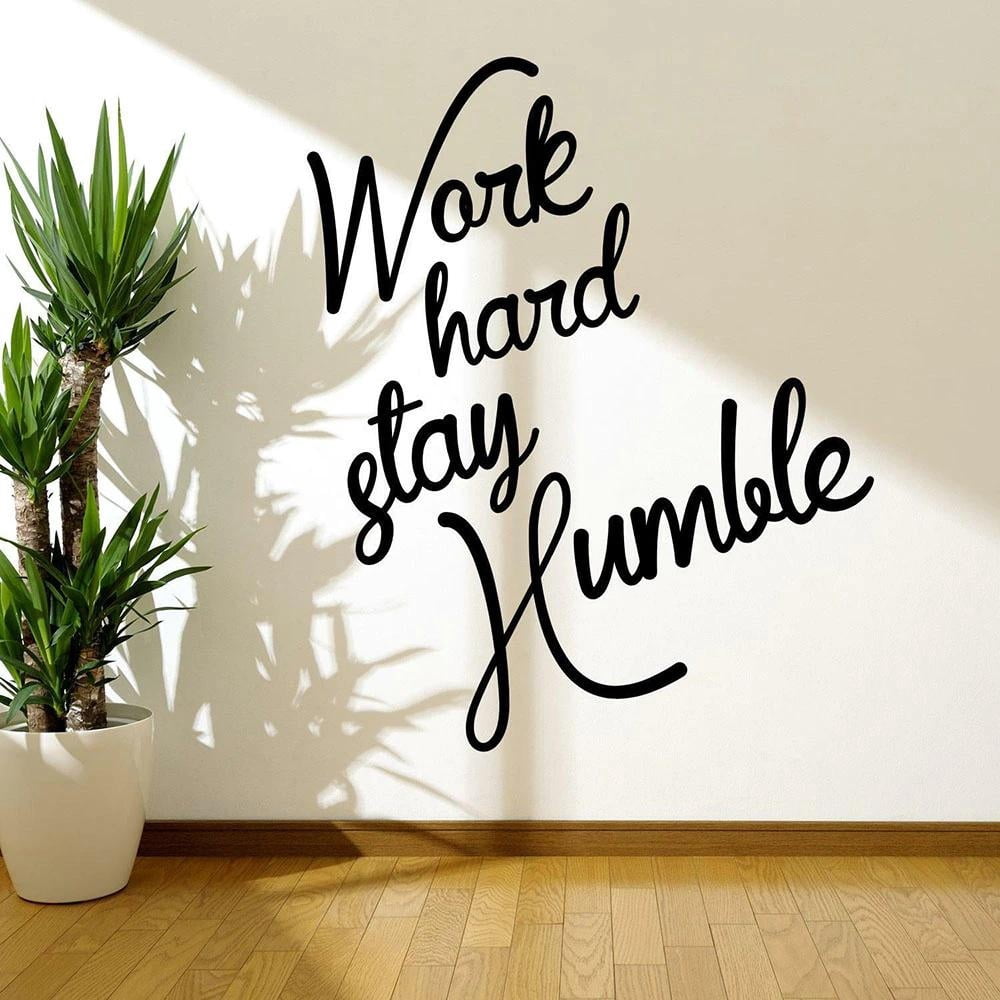 Lettering Wall Decal Work Hard Stay Humble Quote Door Window Vinyl ...
