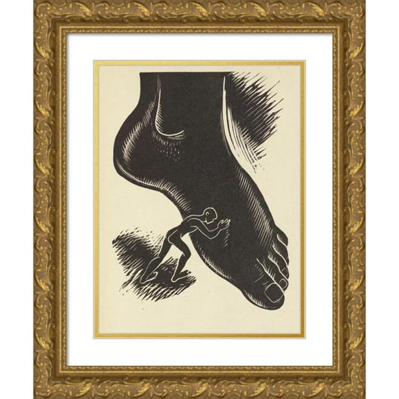 Letterio Calapai 19x24 Gold Ornate Framed and Double Matted Museum Art Print Titled - How God Fix Jonah Pl23 (1946)