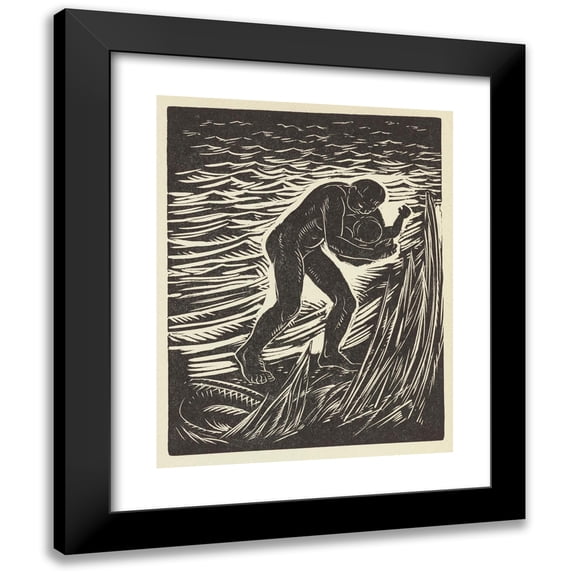 Letterio Calapai 20x24 Black Modern Framed Museum Art Print Titled - How God Fix Jonah Pl10 (1946)