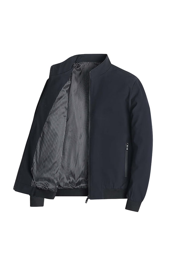 Letterman Jacket For Men Business Wind Spring Trend Standing Collar Mens Fall Coats,Blue,3XL