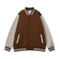 thumbnail image 1 of Letterman Jacket For Men Fashion Varsi Causal Slim Fit Baseball Classic College Wind Breaker Jackets Mens,Coffee,L, 1 of 2