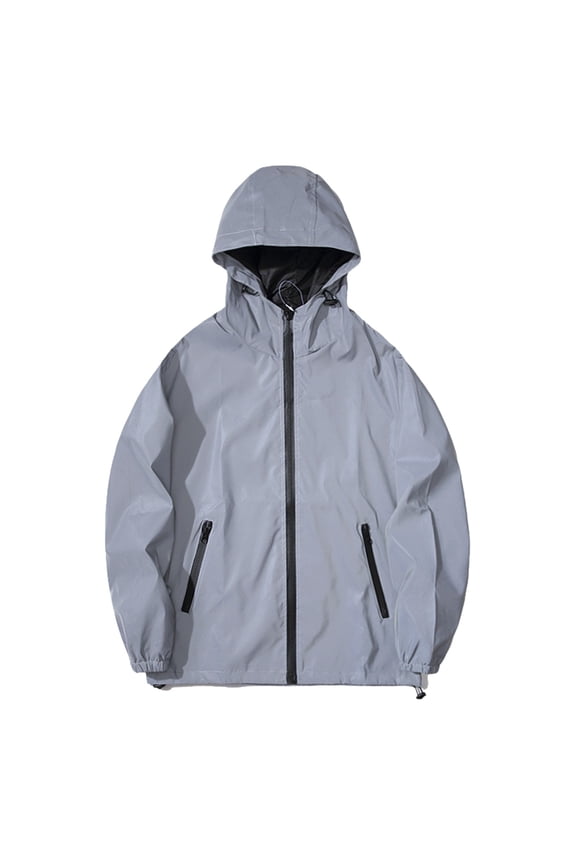 Letterman Jacket For Men Glow In The Dark Reflective Top Mens Jackets Y2K,Grey,L