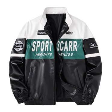 High Quality Racing Jacket Custom Logo Leather Custom Stand Varsity Jacket Outdoor Street Racing Jacket