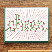 Letterpress Christmas Holiday Cheer Card, Blank Inside Greeting Card