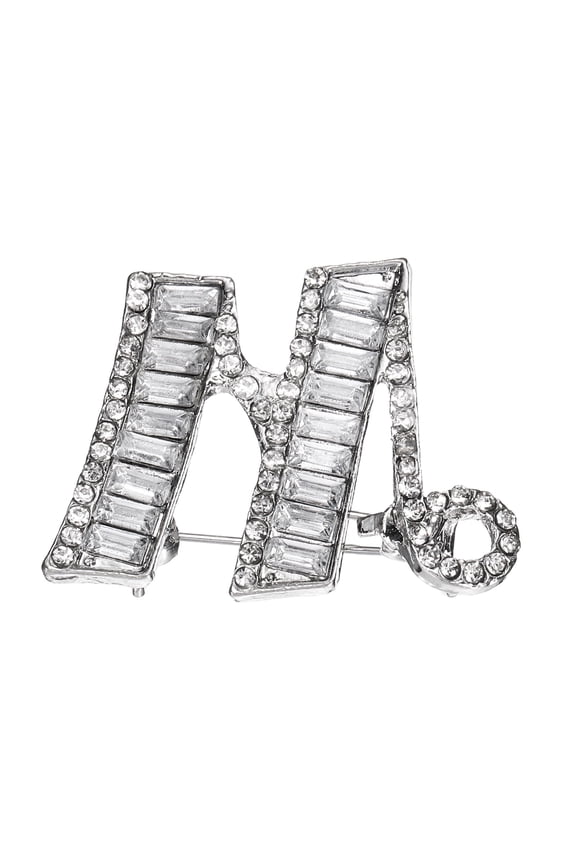 Letters Brooch Pins, Letter W Initial Rhinestone Brooch Metal Broaches Pins for Women Men Breastpin Gifts Jewelry, Silver