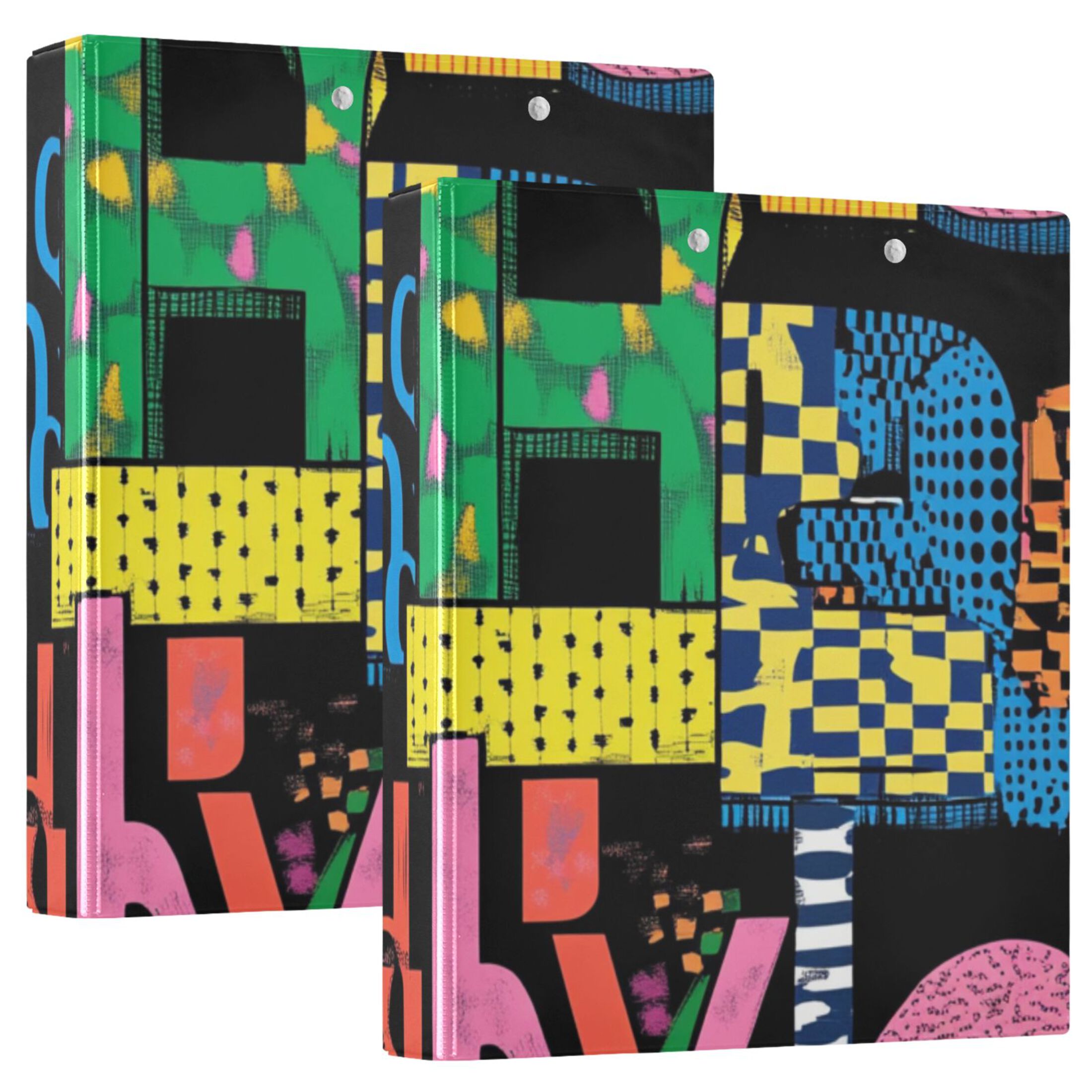 Letters Colorful 3 Ring Binders 1.5 inch Hardcover File Folders with Interior Pockets A4 Size Organizer for School Office Hospital