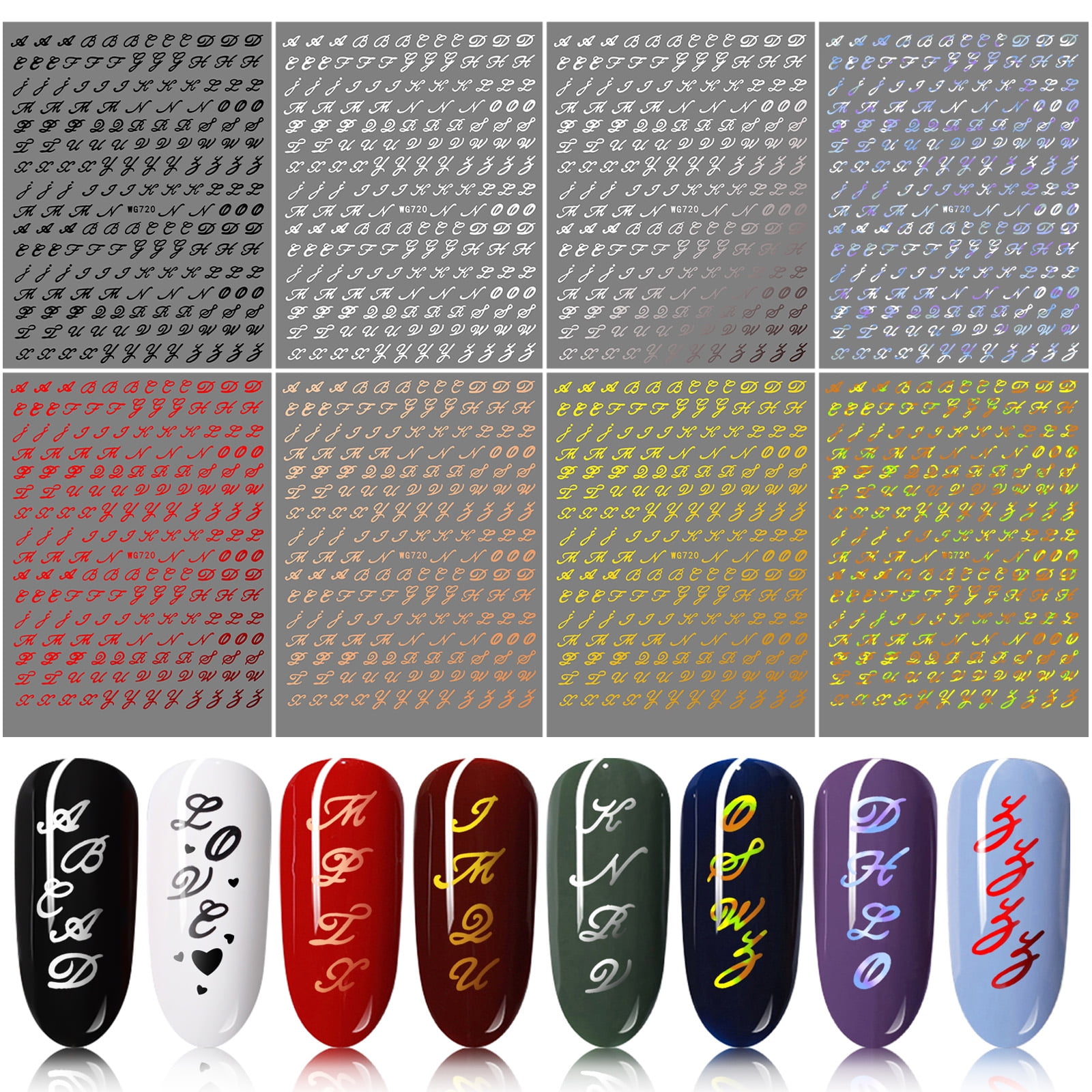 Set Colorful 26 Alphabets Nails Sticker DIY Manicure Adhesive