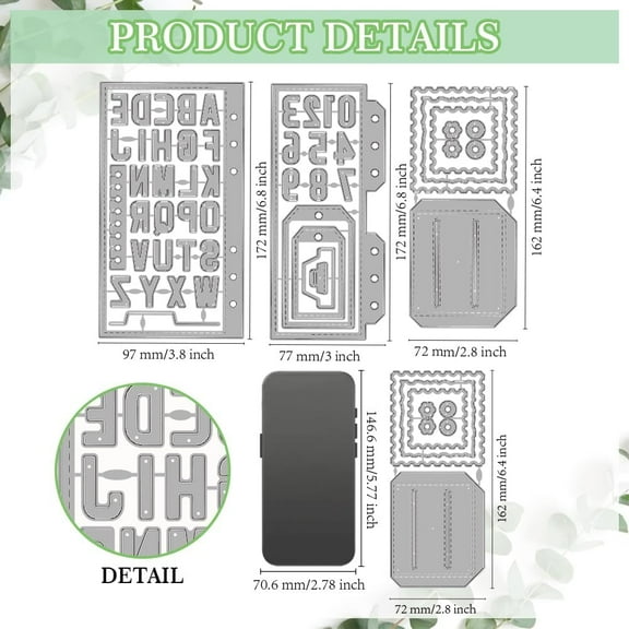 Letters Numbers Metal Cutting Dies Planning Pages Stamp Frame Die Cuts Template Label Holes Flowers Embossing Cutting Stencil for Card Making DIY Scrapbooking Craft Paper Album Decoration