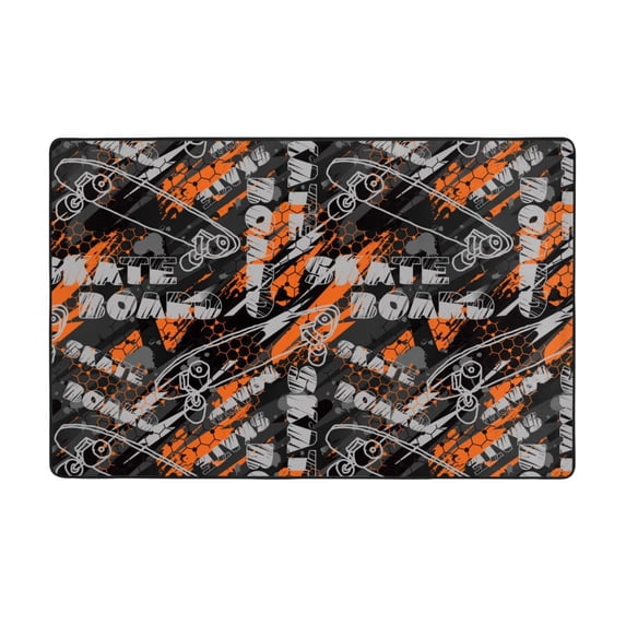 Letters Skateboard Graffiti Shaggy Area Rug, Rugs for Living Room Bedroom Non Slip Door Mat Indoor Carpet Machine Washable Nursery Home Decor Floor Mats for Entryway 60x39in-#